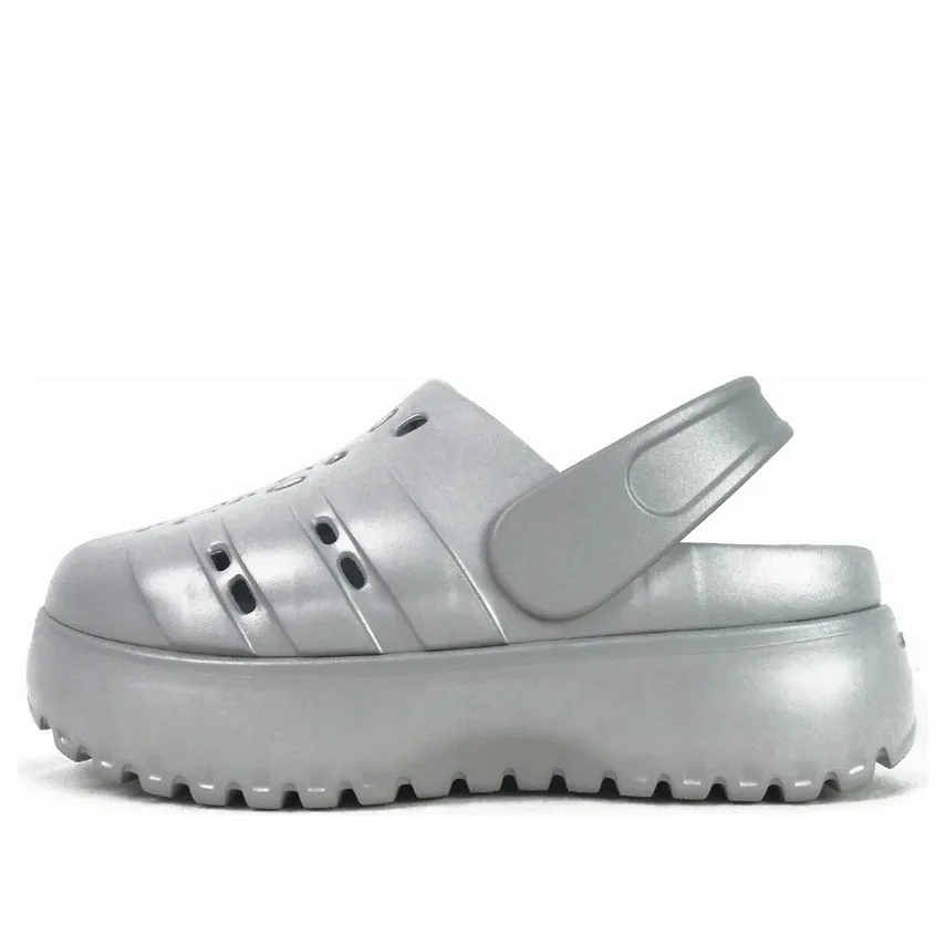 (WMNS) adidas Adilette Clog Platform 'Silver Metallic' JQ9879 - 1
