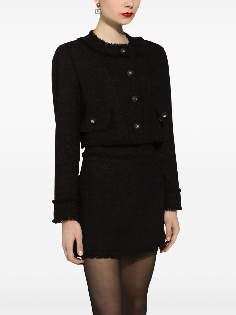 DG-buttons cropped tweed jacket - 5