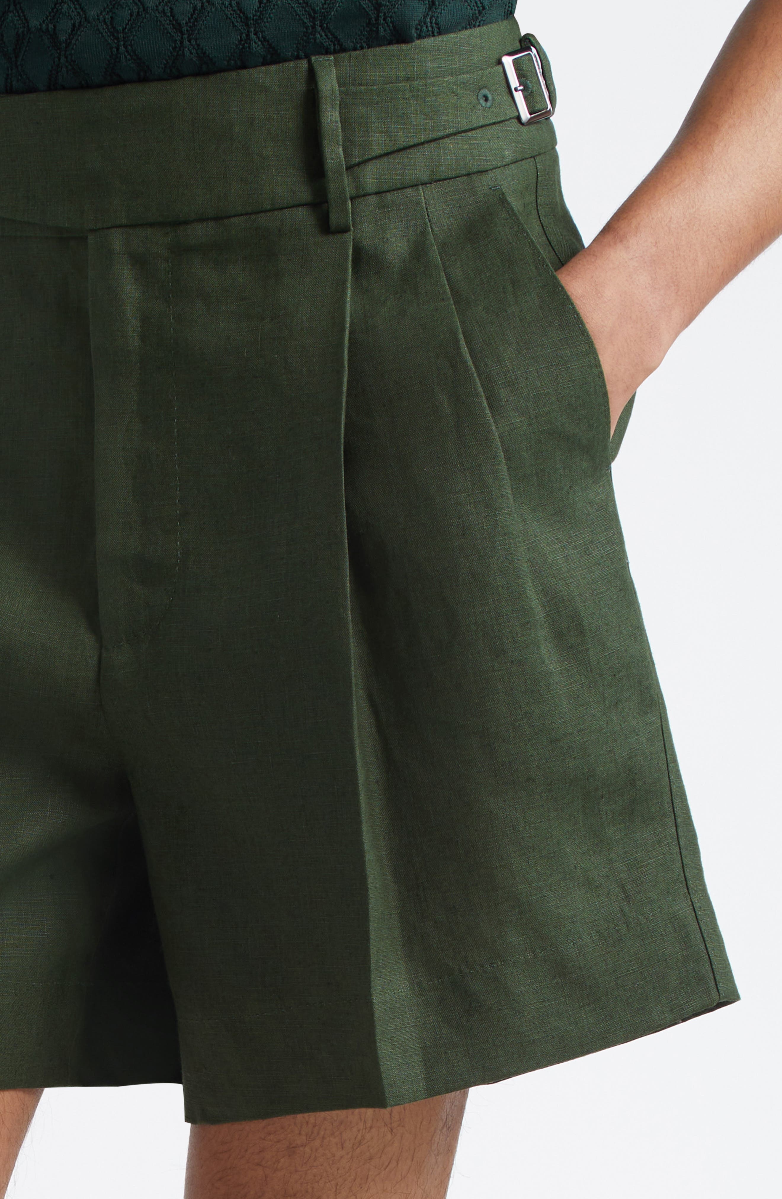 Dolce&Gabbana Side Tab Linen Shorts in V0304 Militare Scuro at Nordstrom - 5