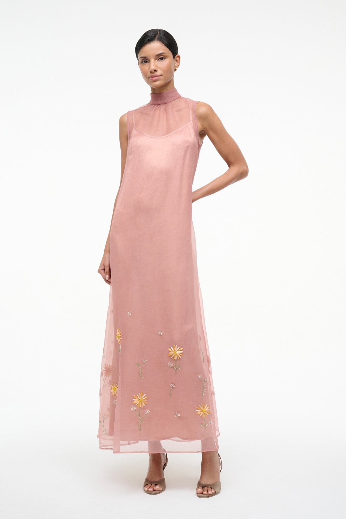 STAUD ALBEE DRESS DAHLIA DAYDREAM PINK - 4