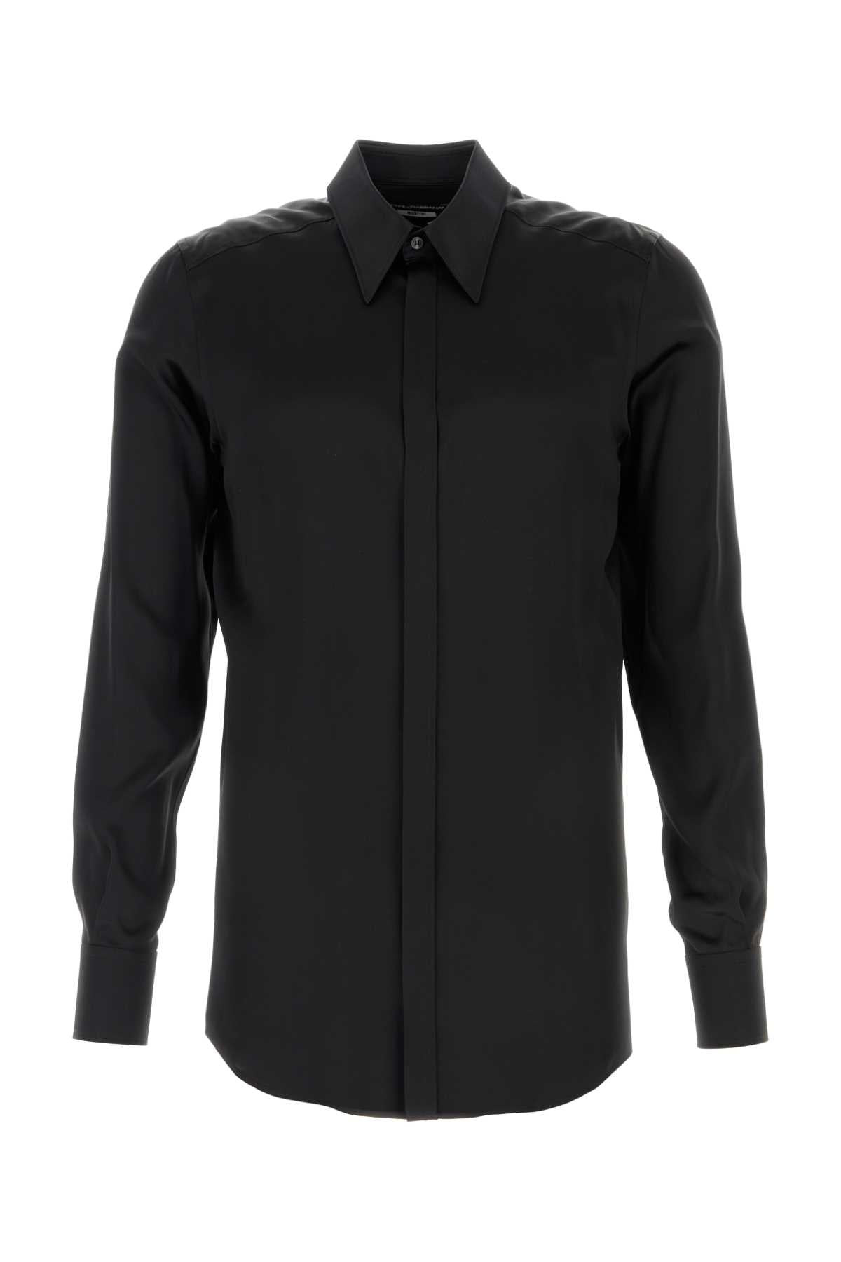Dolce & Gabbana Men Black Satin Martini Shirt - 1