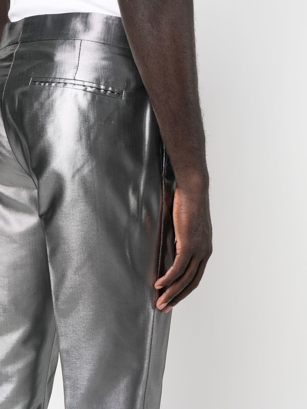 metallic straight-leg trousers - 5