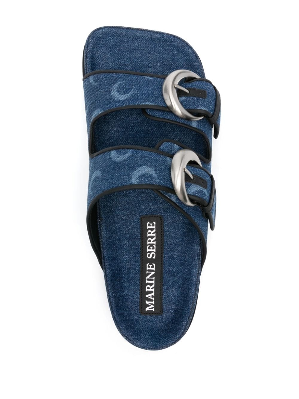 Moonogram-pattern denim sandals - 4