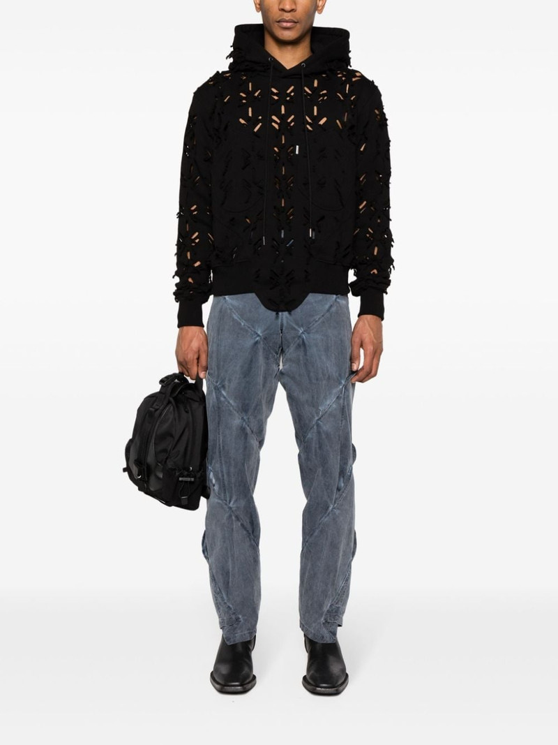 JUNTAE KIM Slashed cotton hoodie outlook