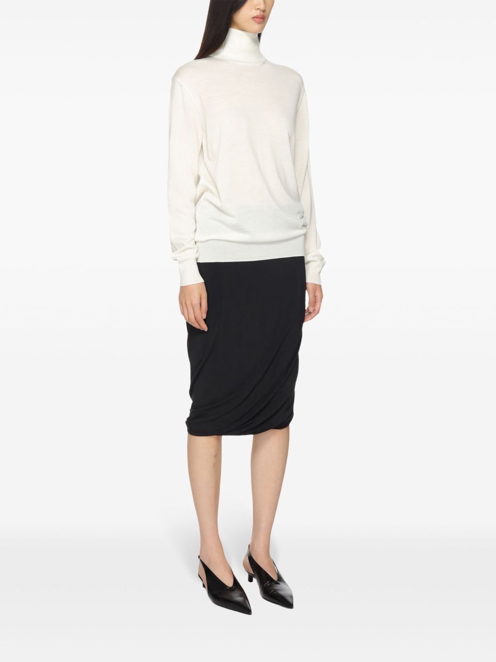 draped-detailed midi skirt - 3