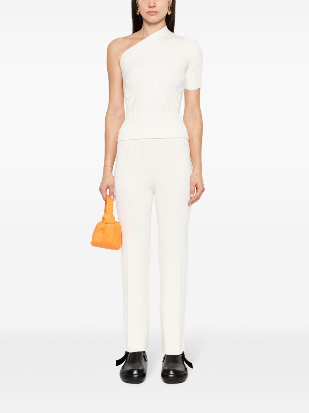straight-leg rib-knit trousers - 2