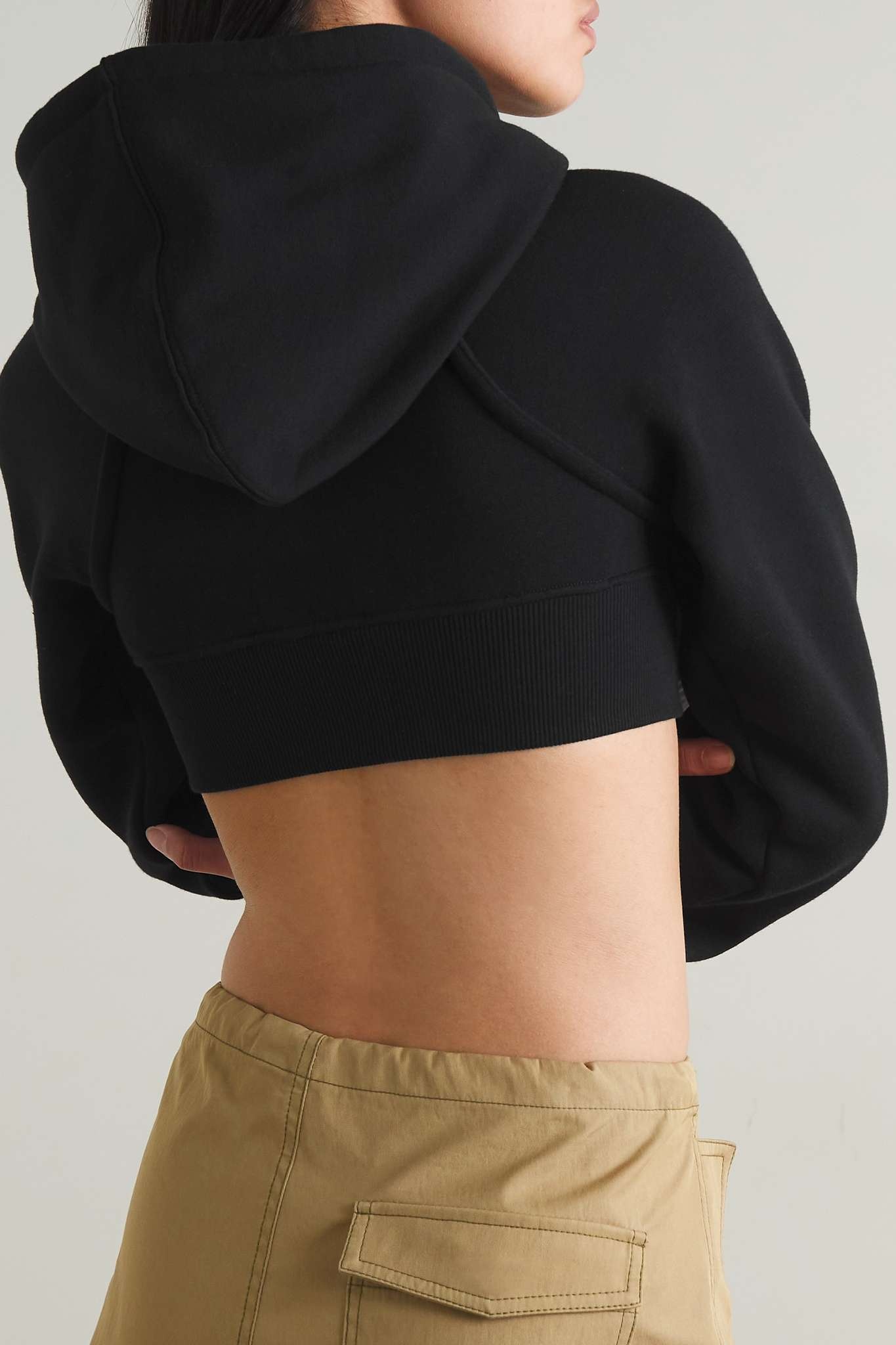 Cropped cotton-jersey hoodie - 3