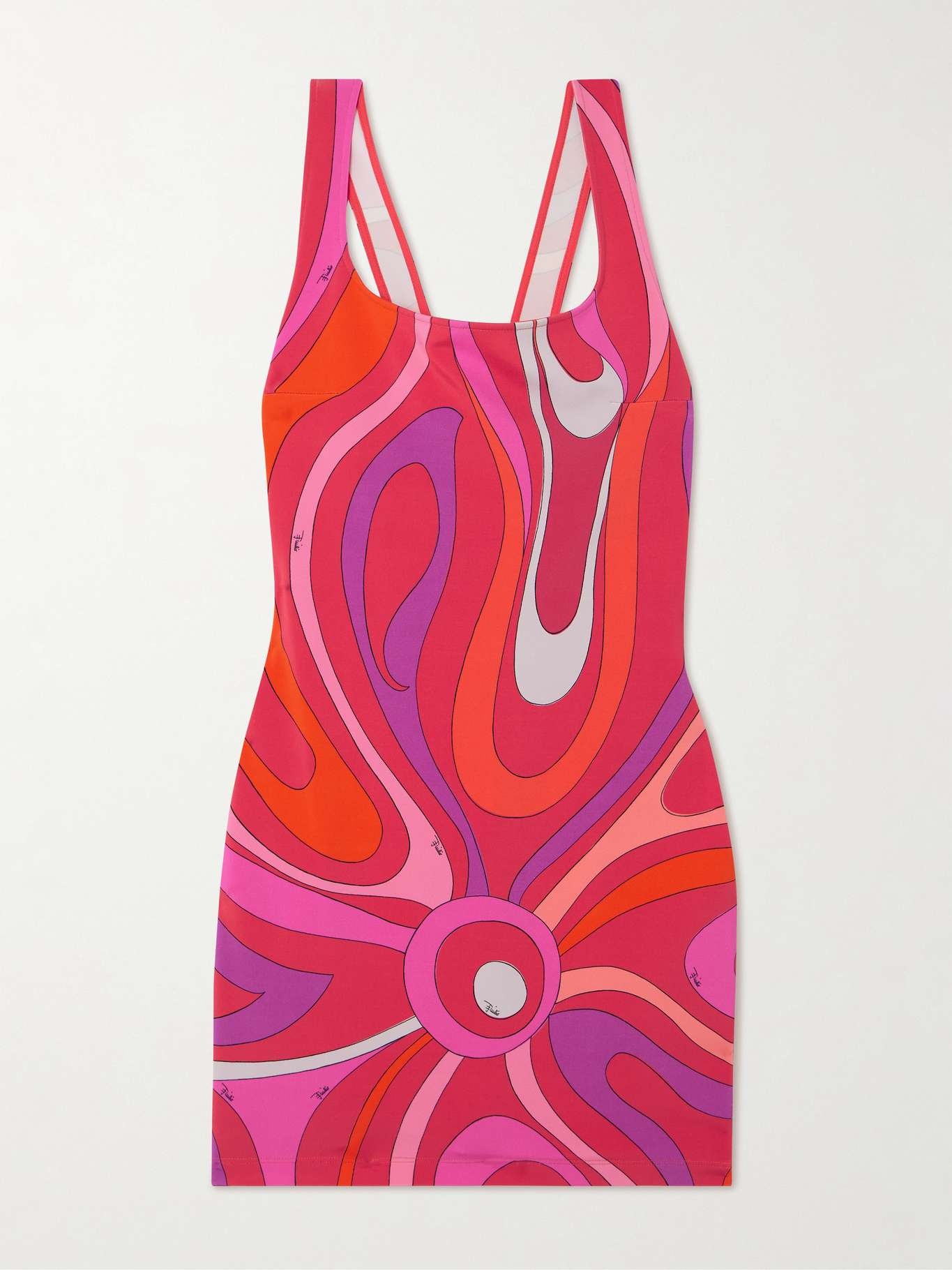 Printed stretch-jersey mini dress Fuchsia - 1