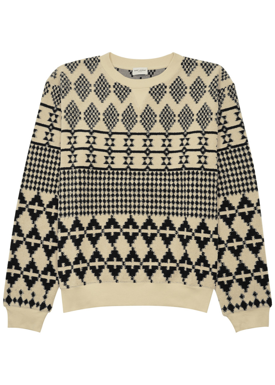 Patterned-jacquard terry sweatshirt - 1