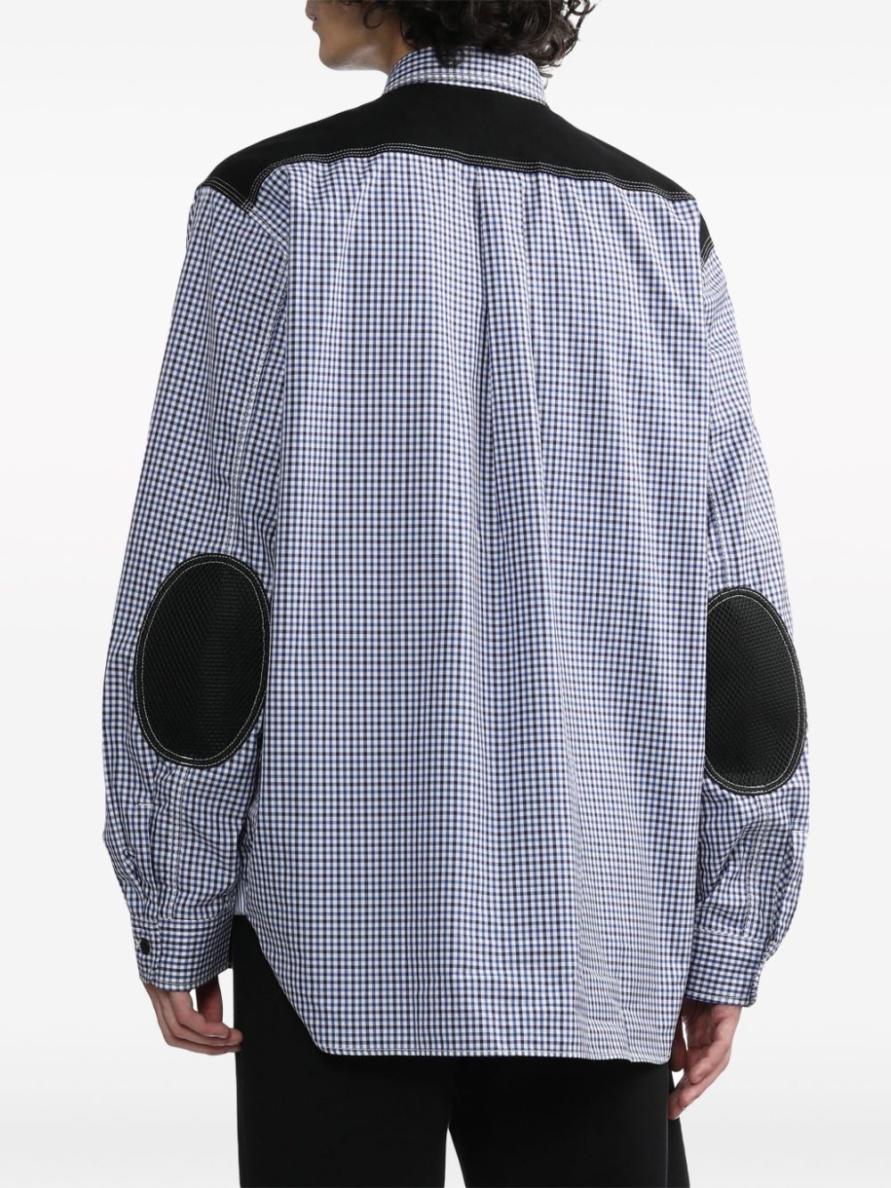 panelled check-print cotton shirt - 4