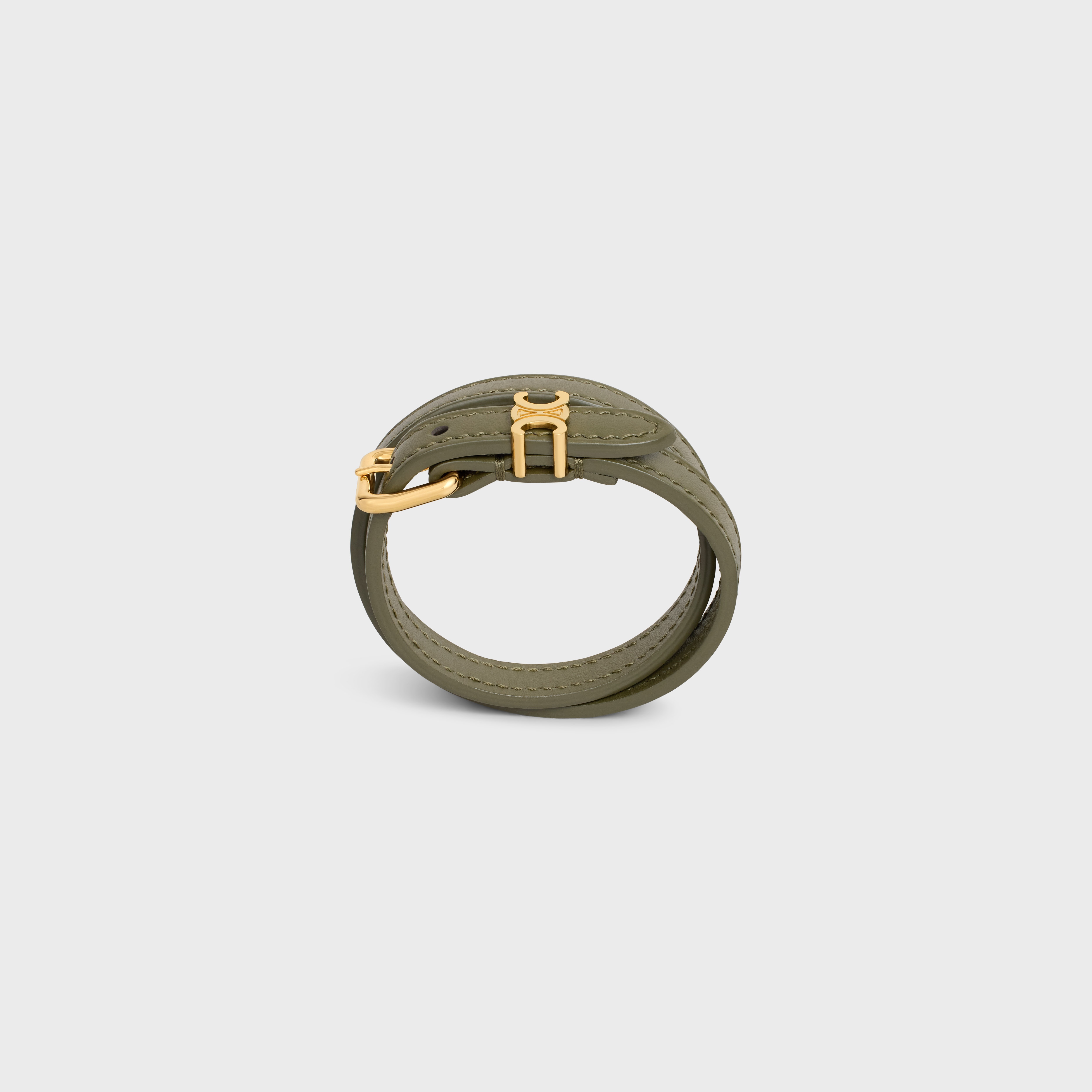 Les Cuirs Celine Double Bracelet in Calfskin and Brass with Gold Finish - 1