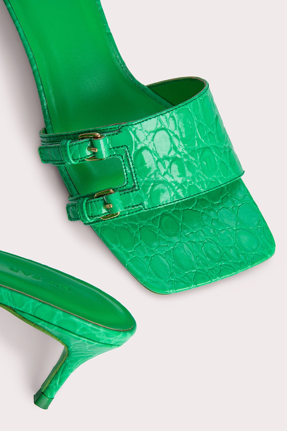 Roni Super Green Circular Croco Embossed Leather - 5