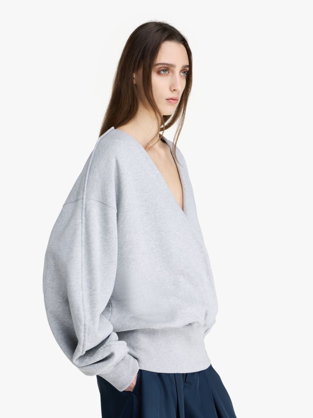 ROUNDED WRAP-FRONT SWEATSHIRT - 4