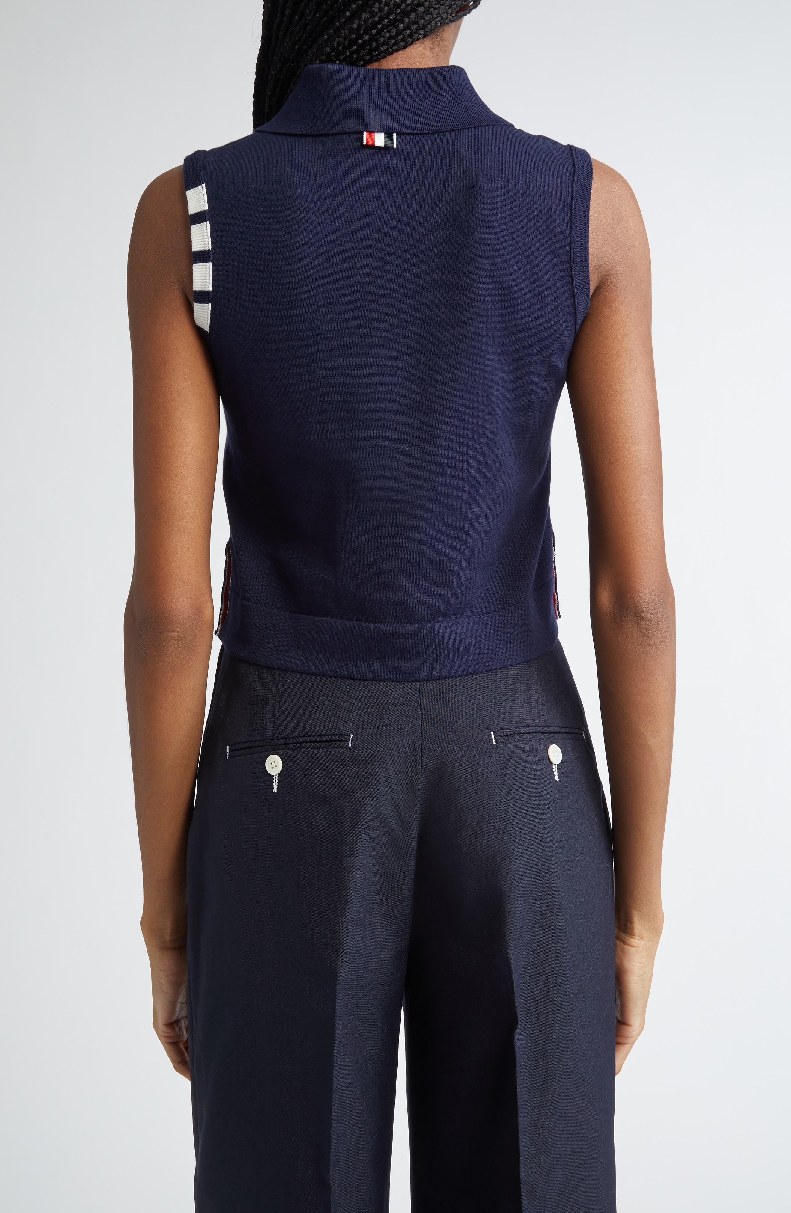 Thom Browne 4-Bar Crop Cotton Polo in Navy at Nordstrom - 3