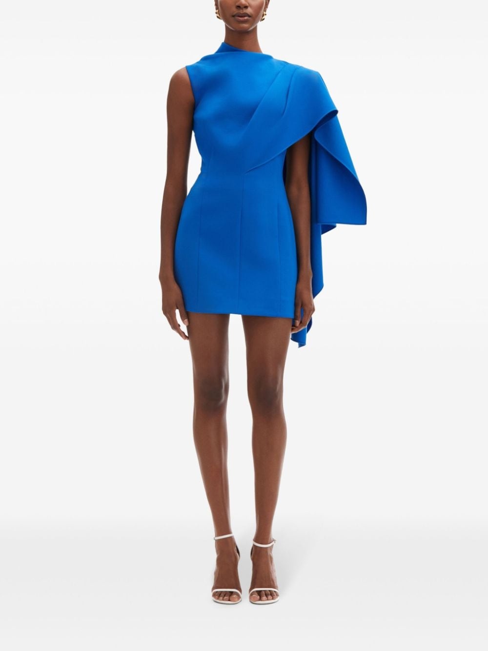 one-shoulder cape dress - 2