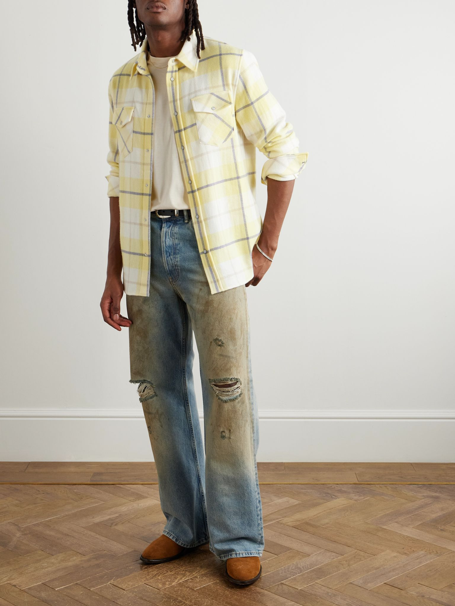 Dreamer Checked Cashmere Shirt Yellow - 2
