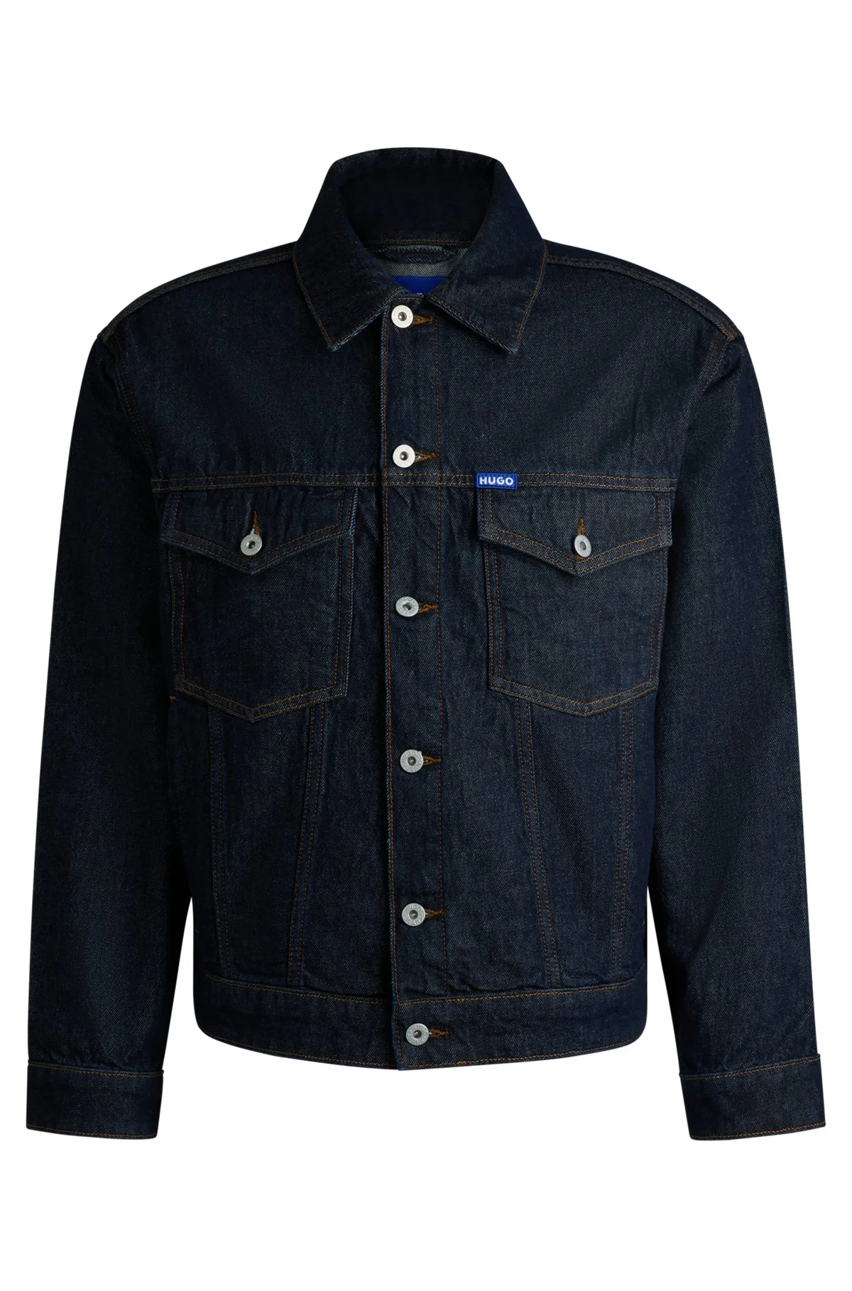 DARK-BLUE DENIM JACKET WITH ADJUSTABLE HEM - 1