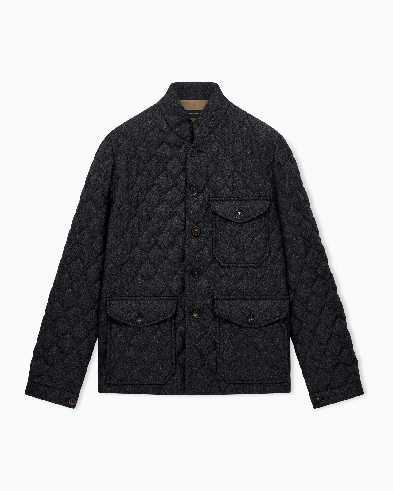 BLOUSON JACKET IN QUILTED VIRGIN WOOL WITH STAND UP COLLAR - 1