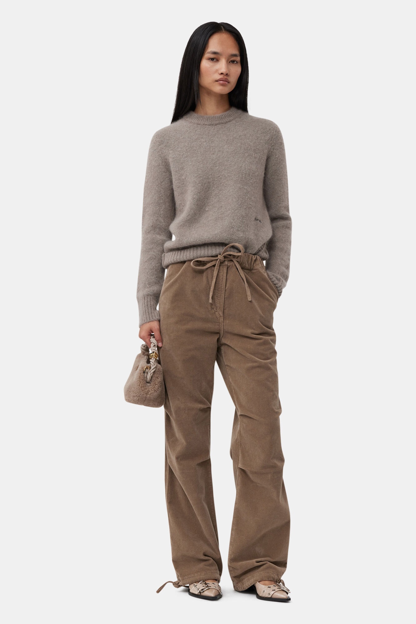 LIGHT GREY FLUFFY MINI GANNI BOU BAG 4