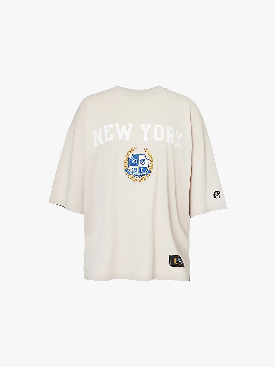 New York brand-embroidered cotton-jersey T-shirt - 1