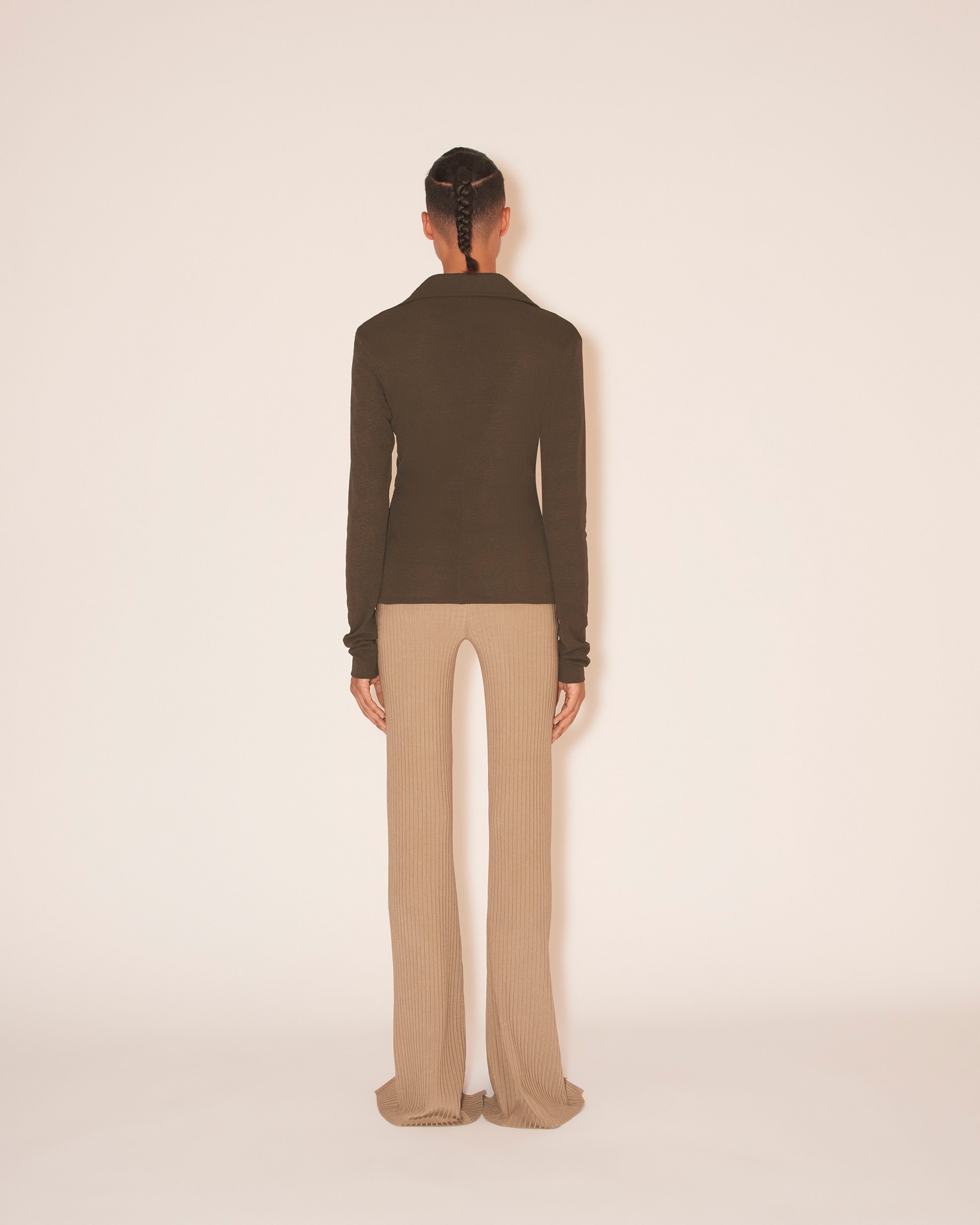LETTE - Rib jersey pants - Silver mink - 2