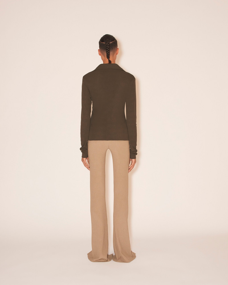 LETTE - Rib jersey pants - Silver mink 5