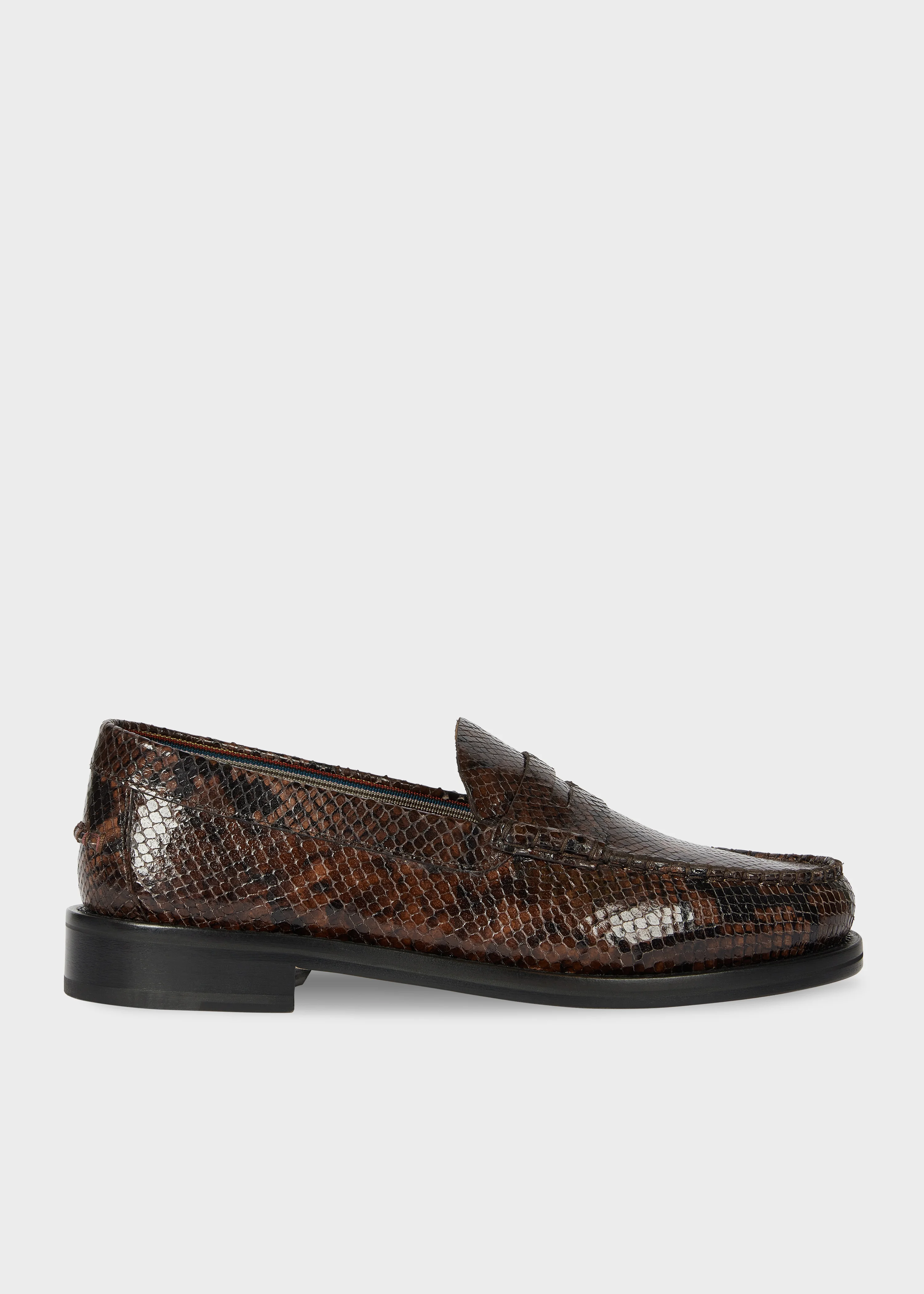 Dark Brown 'Rialto' Snake Effect Loafers - 1
