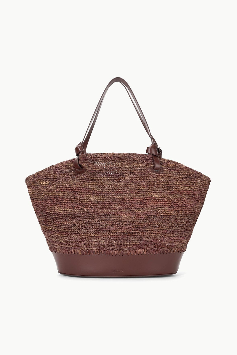 STAUD SQUILLO RAFFIA TOTE MAHOGANY 1