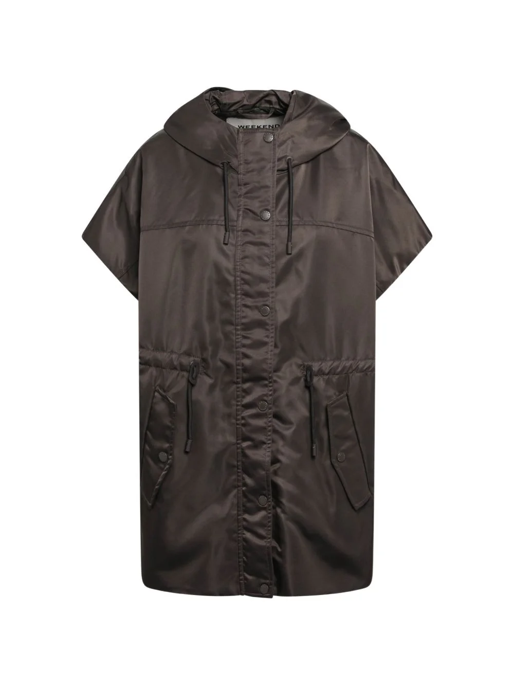 water-repellent twill padded gilet - mud - 1