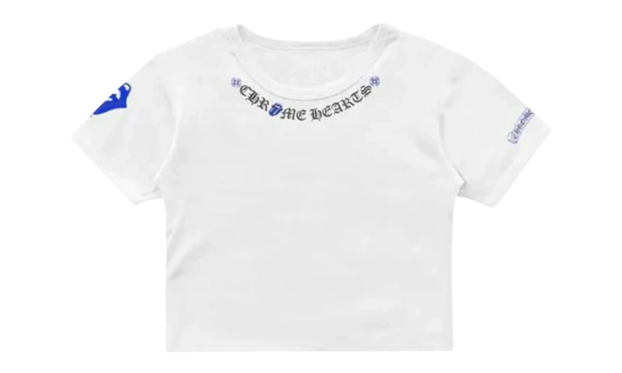 ROLLING STONES BLUE NECK LOGO CROPPED Tee "White" CHRM0782 - 1