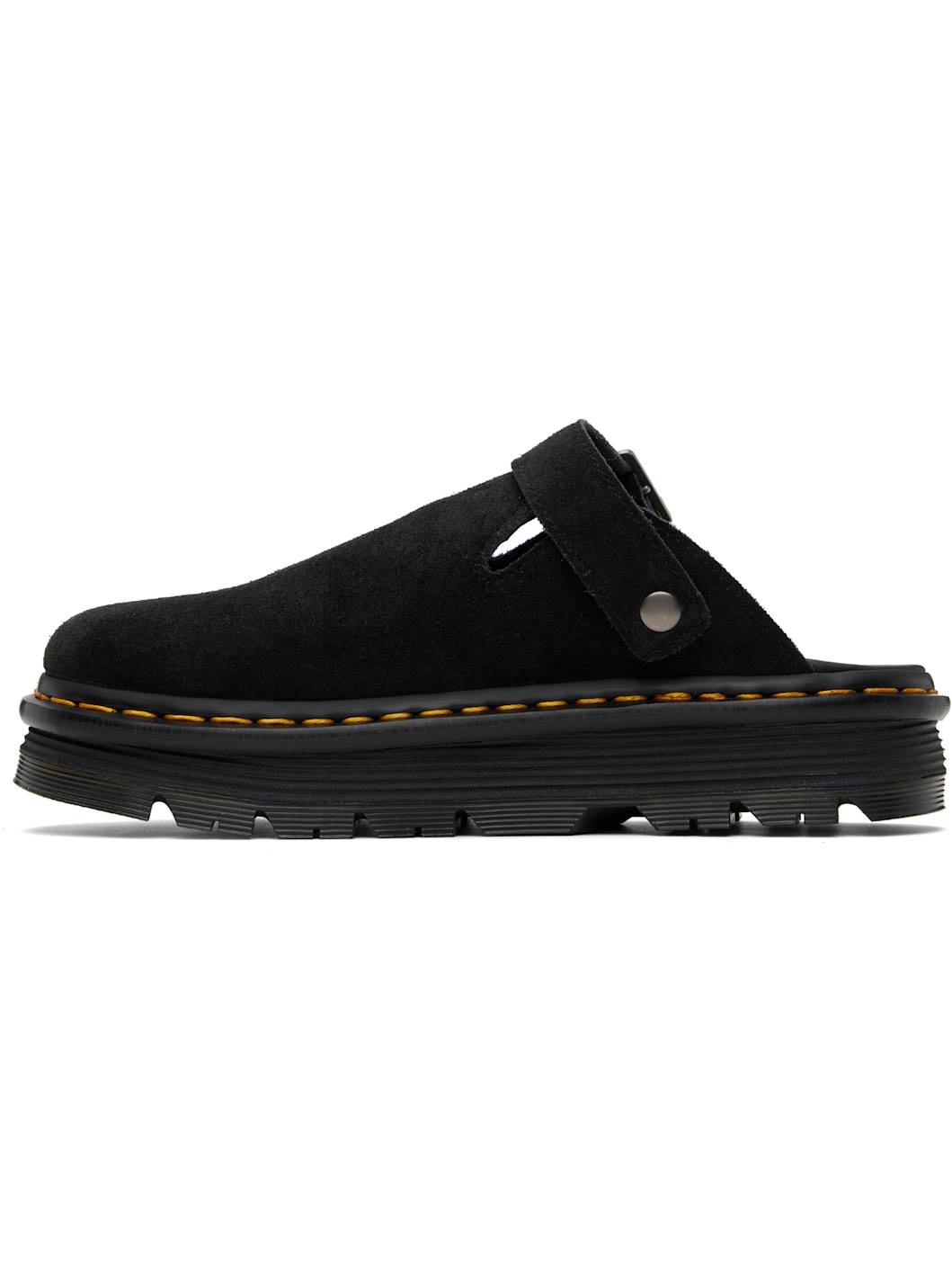 Black Zebzag Suede Casual Slingback Platform Slip-on Loafers - 3