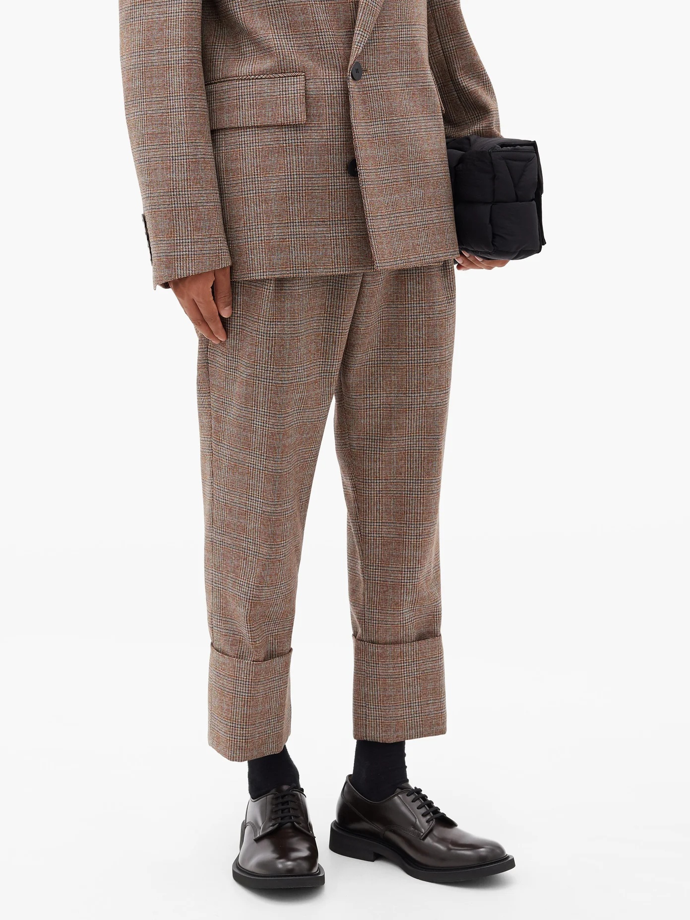 Cropped houndstooth-wool tailored trousers - 6