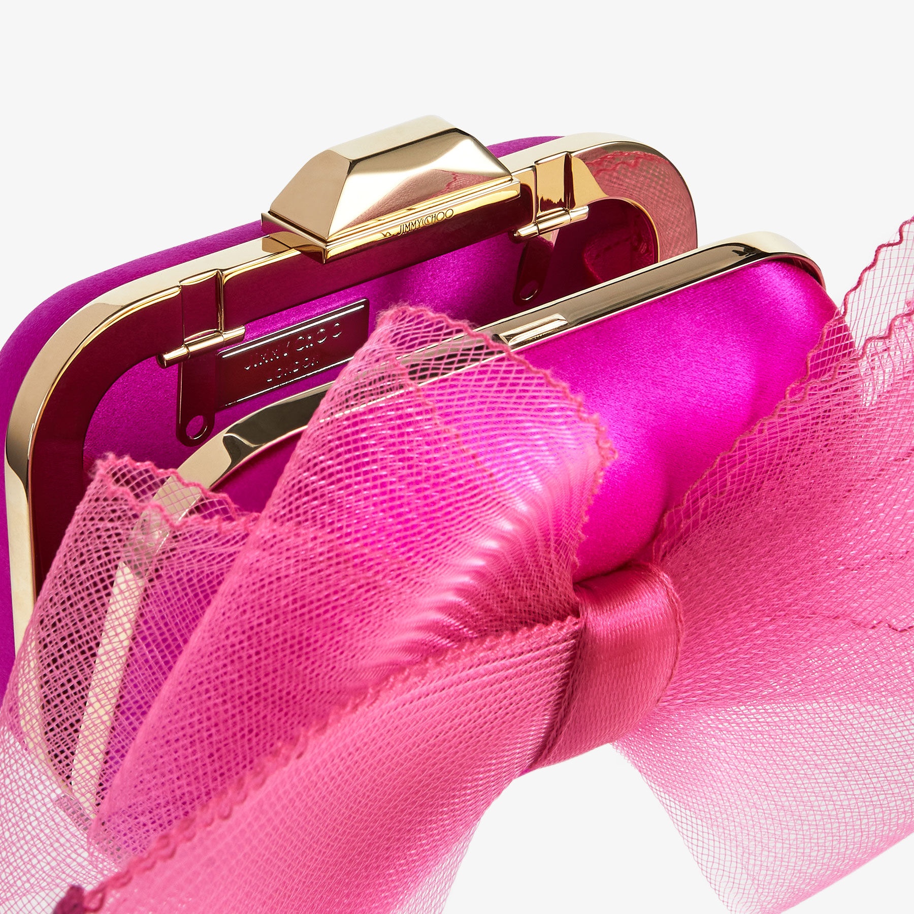 Micro Cloud
Fuchsia Satin Mini Bag with Aveline Bow - 5