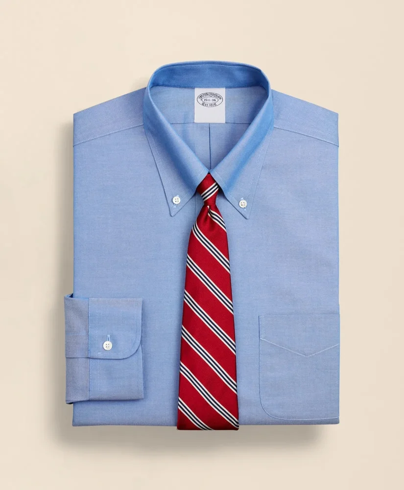 Stretch Supima® Cotton Non-Iron Pinpoint Oxford Button-Down Collar Dress Shirt - 1