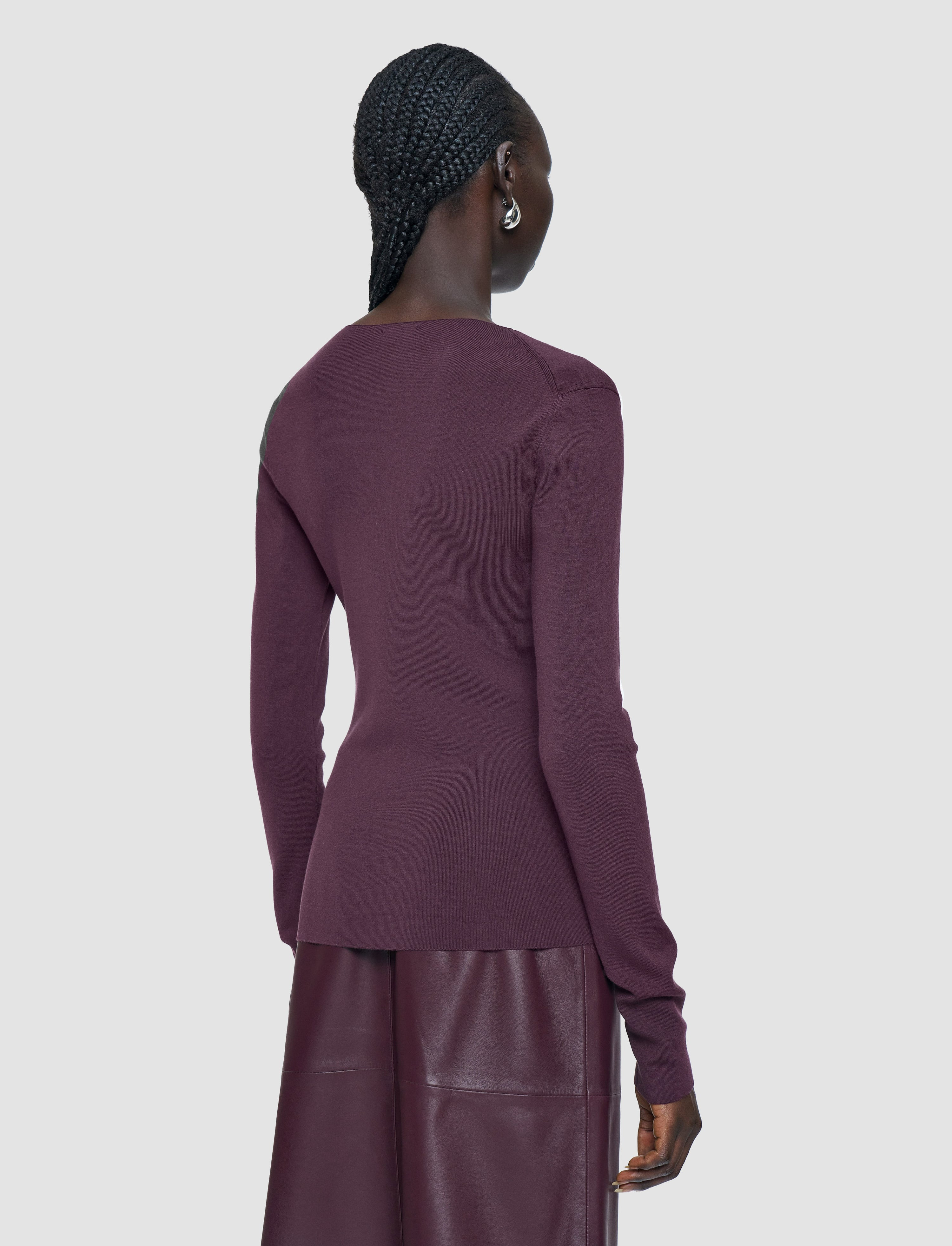 Silk Stretch V Neck Top - 4