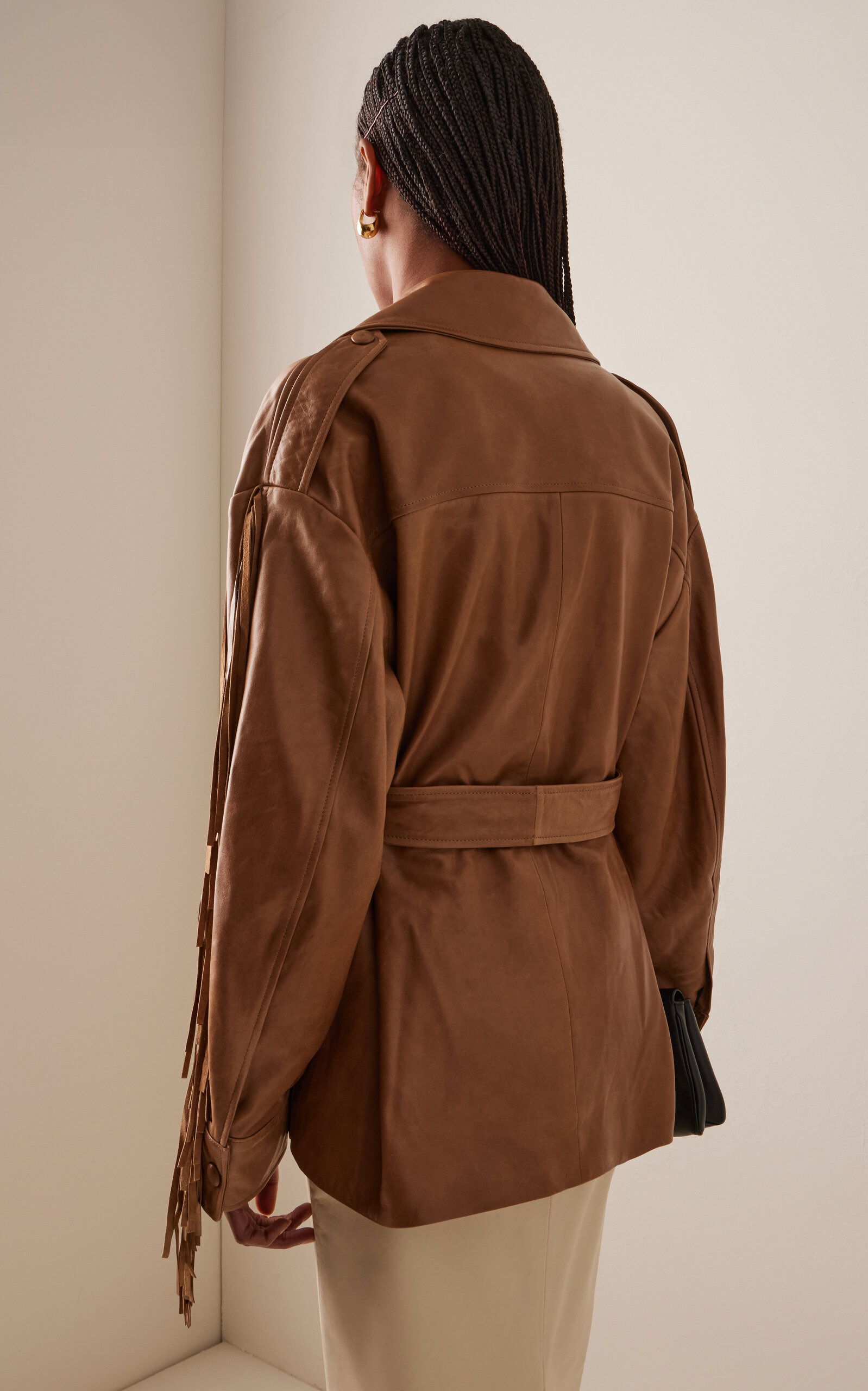 Cassidy Fringed Leather Jacket brown - 4