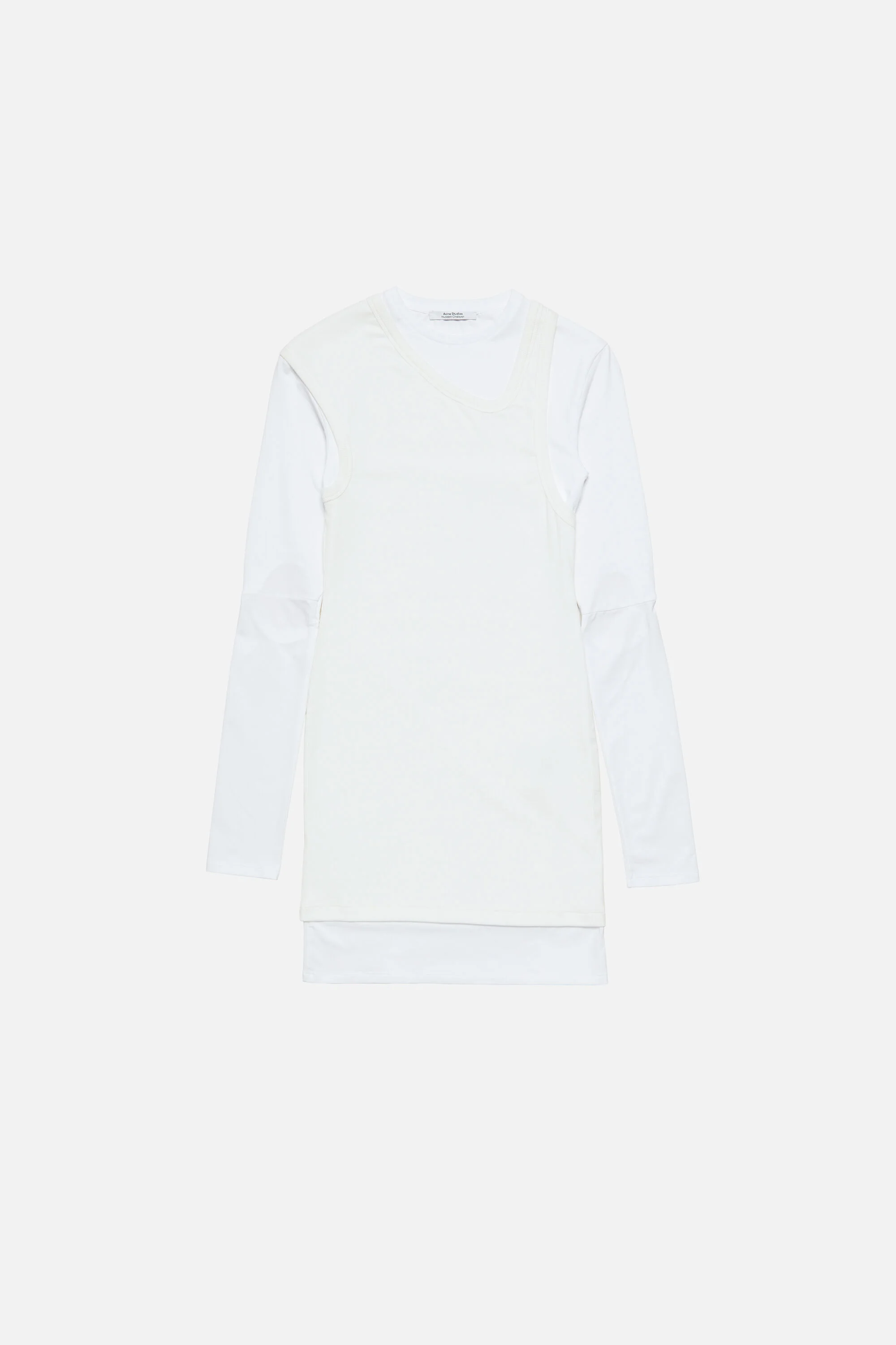 Layered Cotton Mini Dress - White - 1