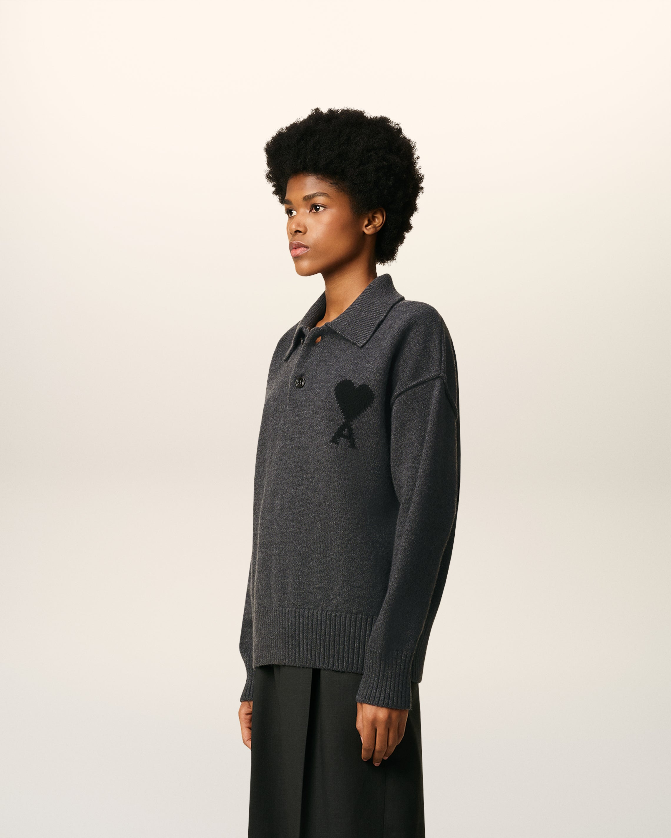 GREY WOOL AMI DE COEUR POLO - 6