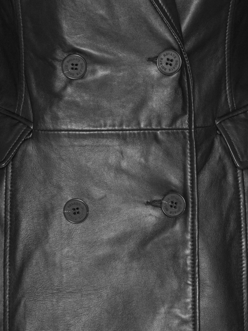double-breasted leather coat - 5