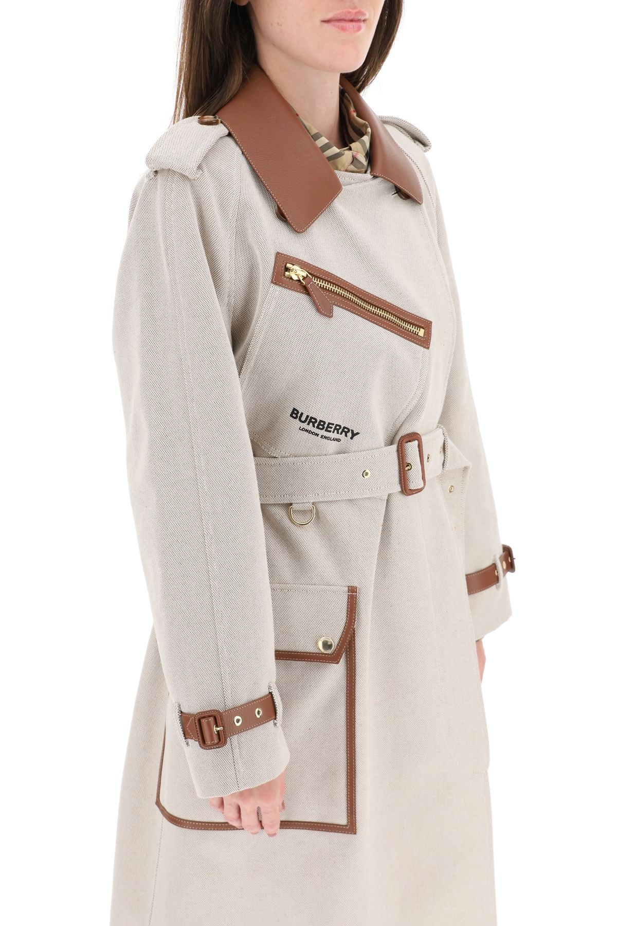 DOCKRAY TRENCH COAT WITH LEATHER FINISHES - 5