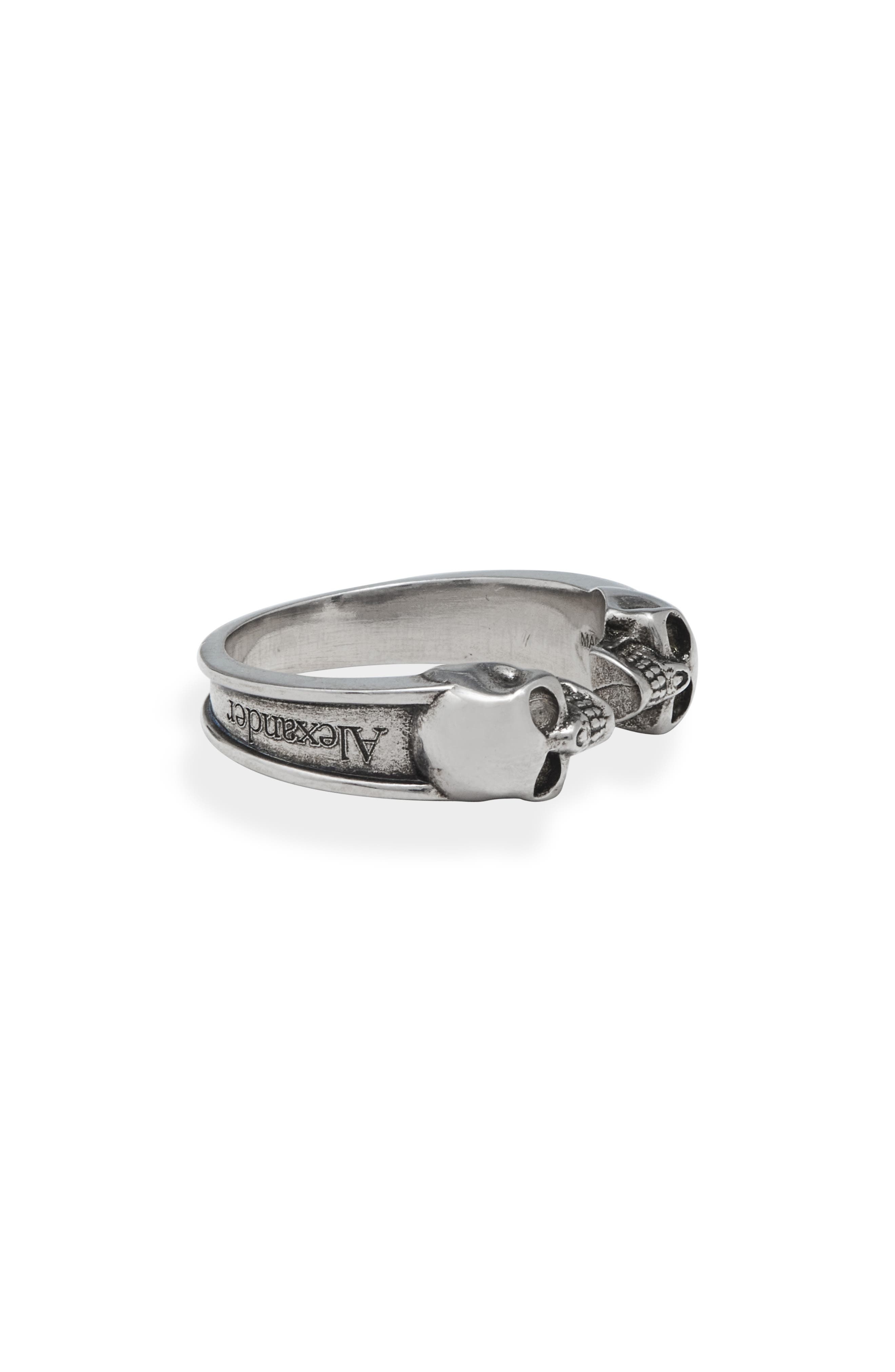 Alexander McQueen Men's Double Skull Ring in Silver at Nordstrom - 4