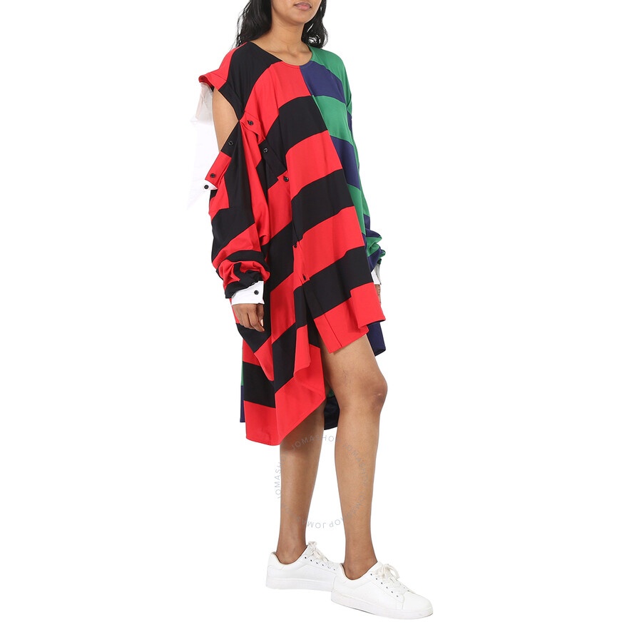 Burberry Striped Cotton Reconstructed Rugby Shirt Dress, Size One Size - 5