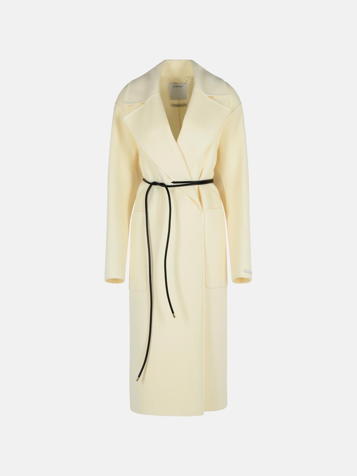 'ABATE' MILK VIRGIN WOOL DRESSING GOWN COAT - 1