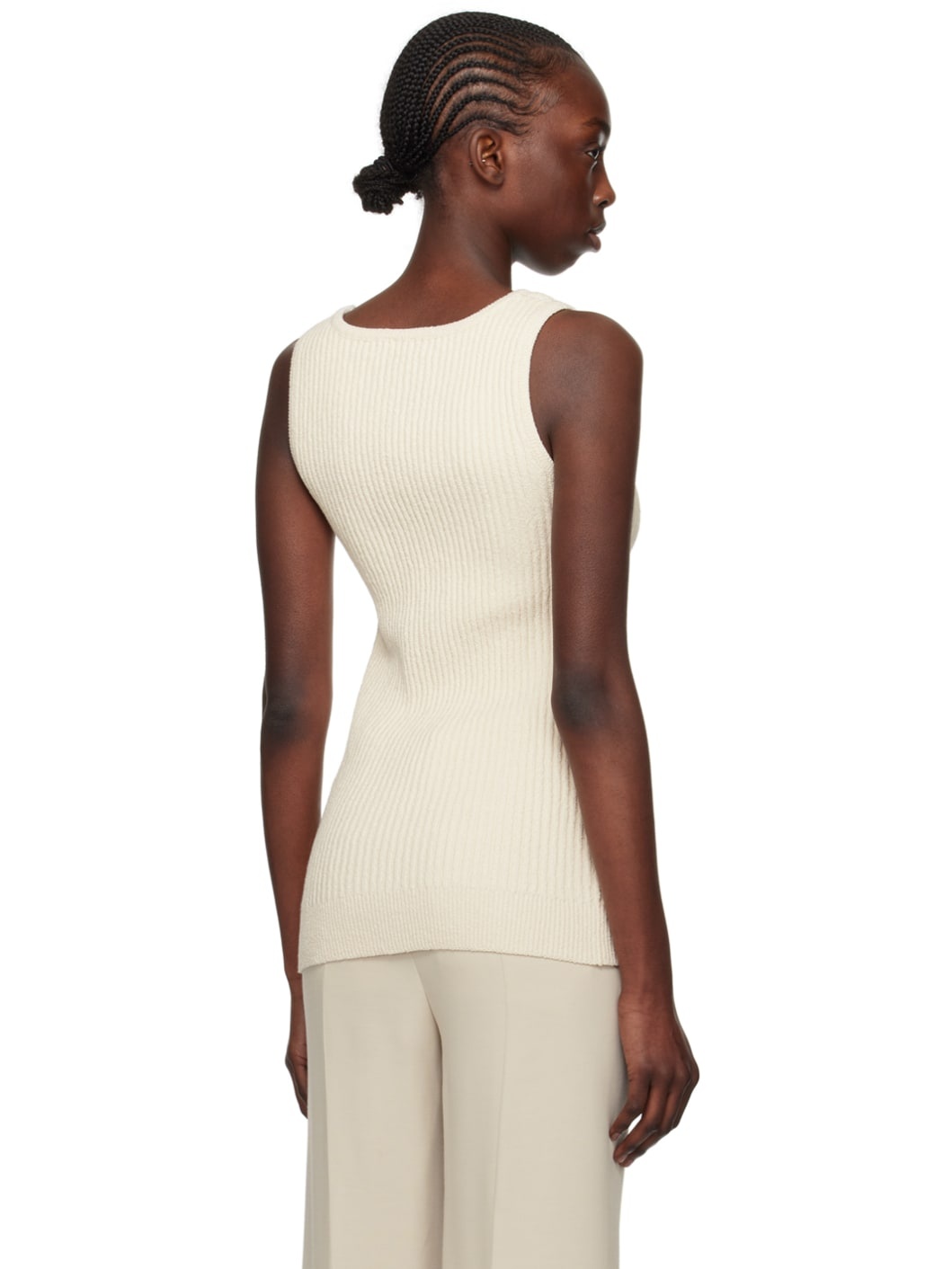 Beige Textured Tank Top - 3