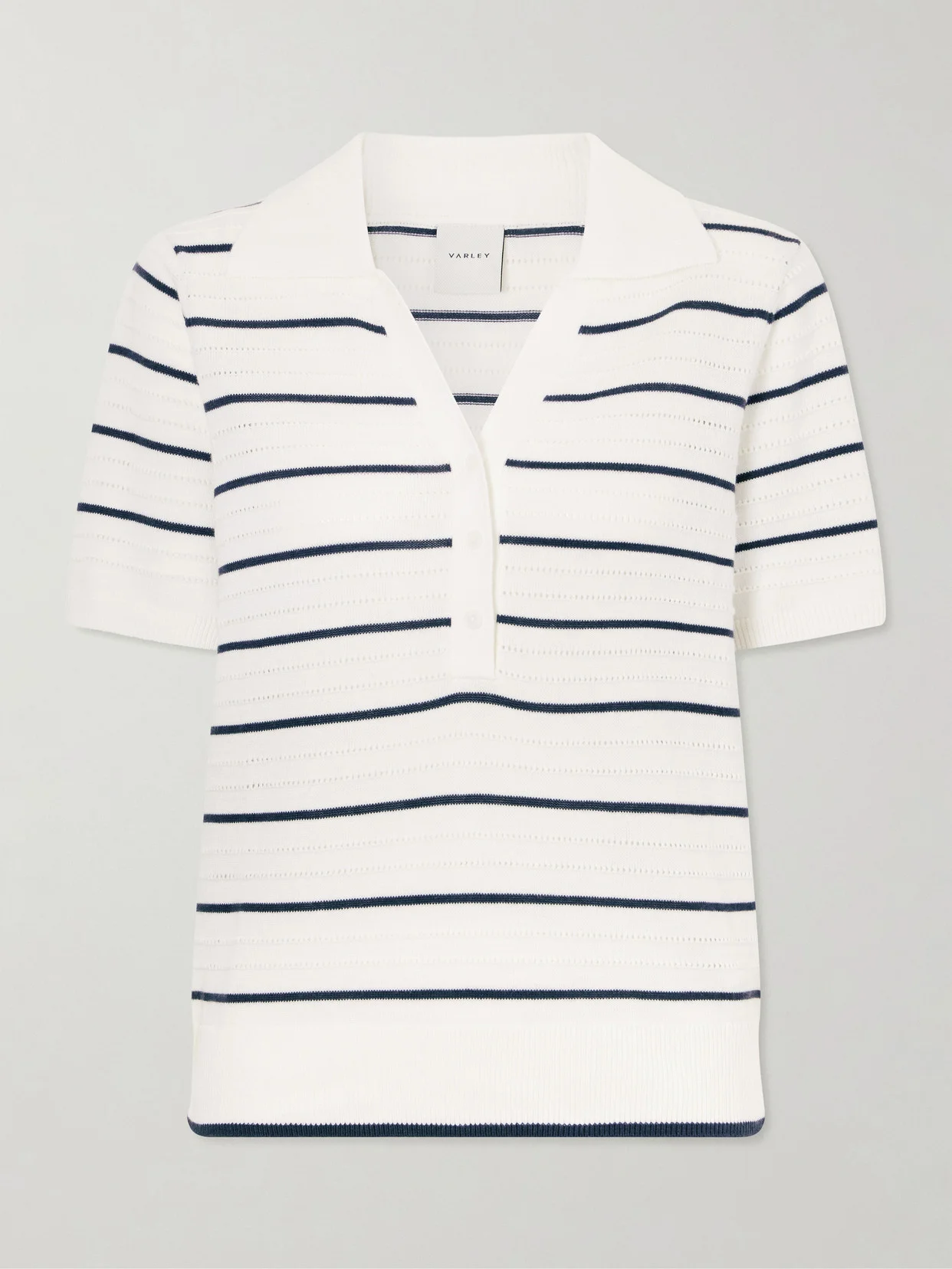 Wren Striped Cotton-blend Knitted Polo Shirt - 1
