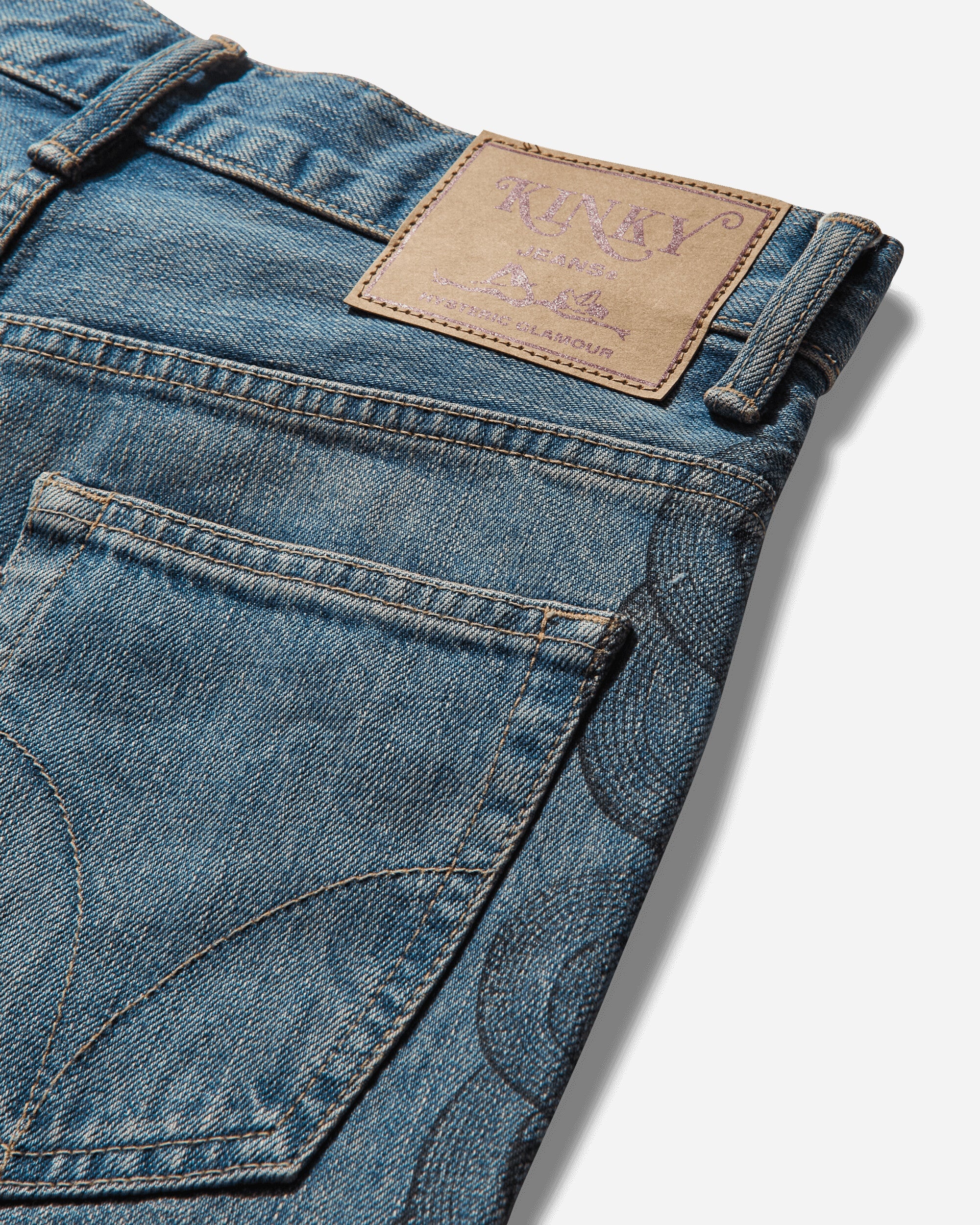 Women's Snake Loop Distressed Cropped Denim Pants Indigo - 4