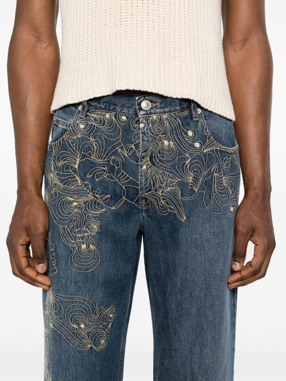 Juro embroidered-motif jeans - 5