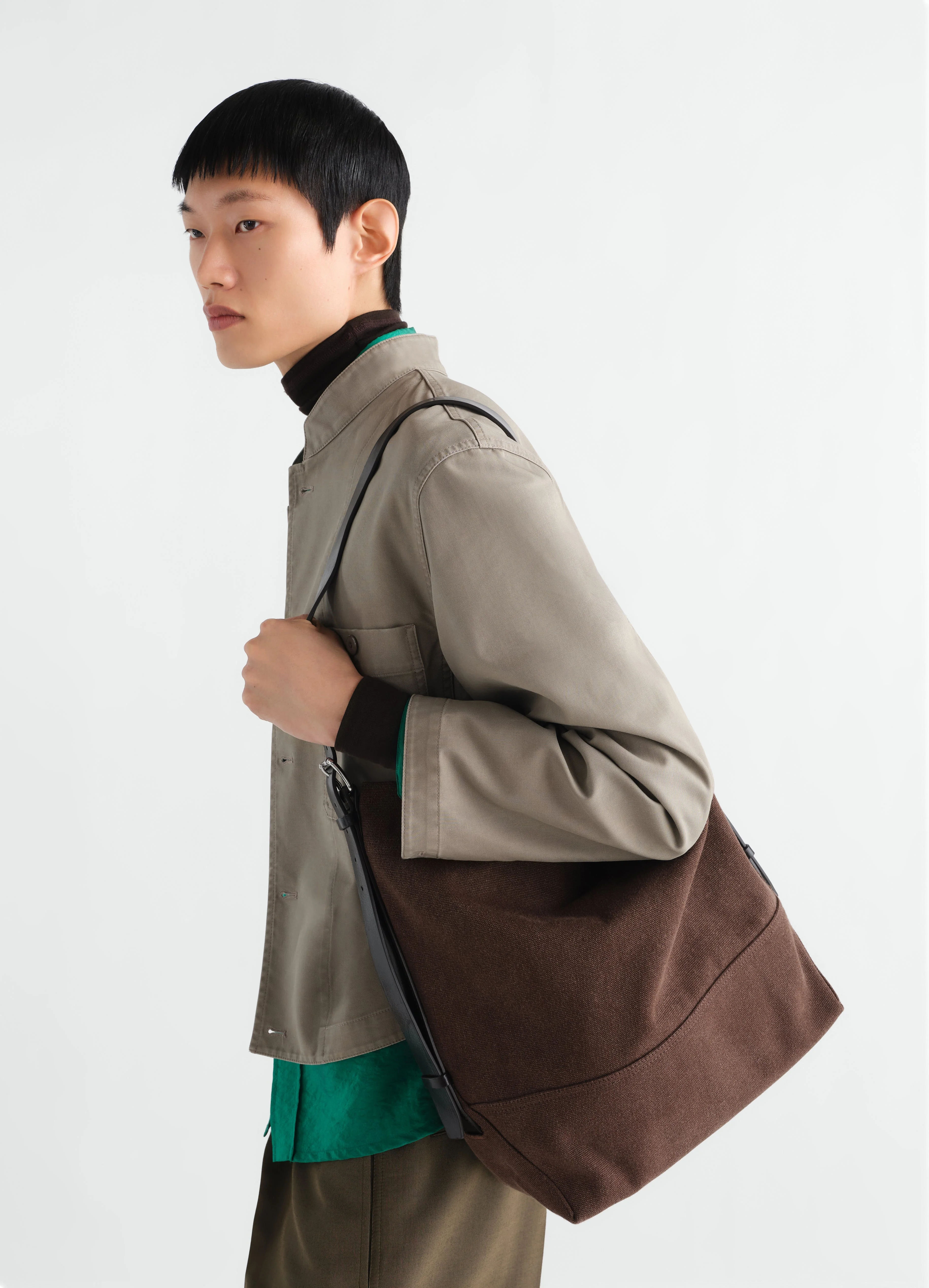 BELTED TOTE BAG IN HEAVY ECO COTTON CANVAS - 1