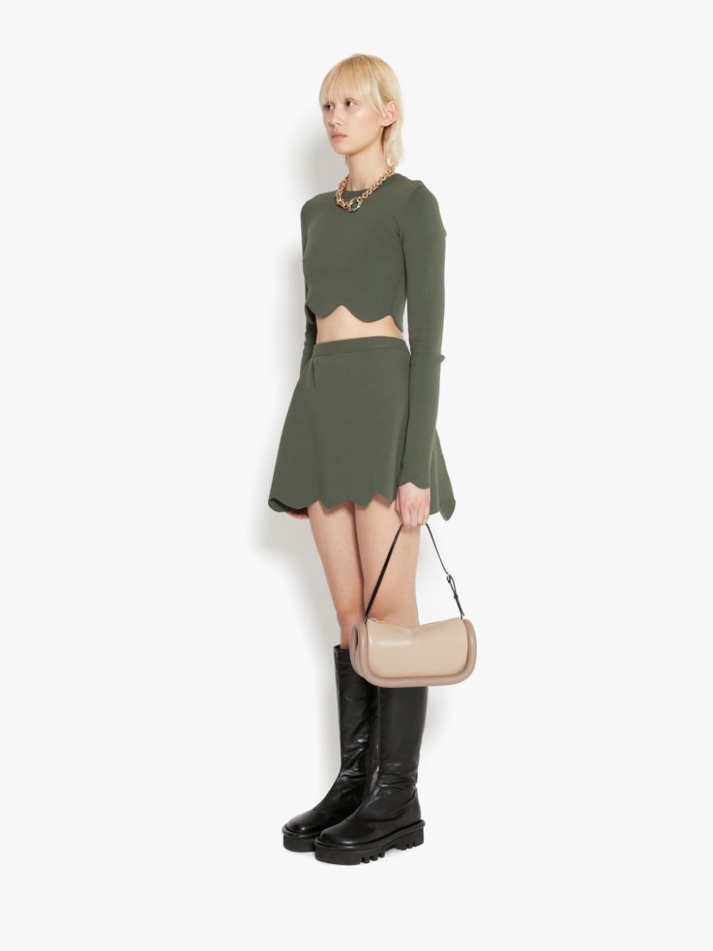 SCALLOPED HEM MINI SKIRT - 3