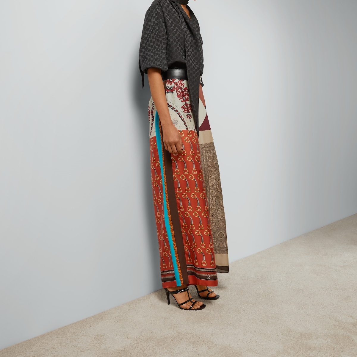 Heritage patchwork print silk pant - 5